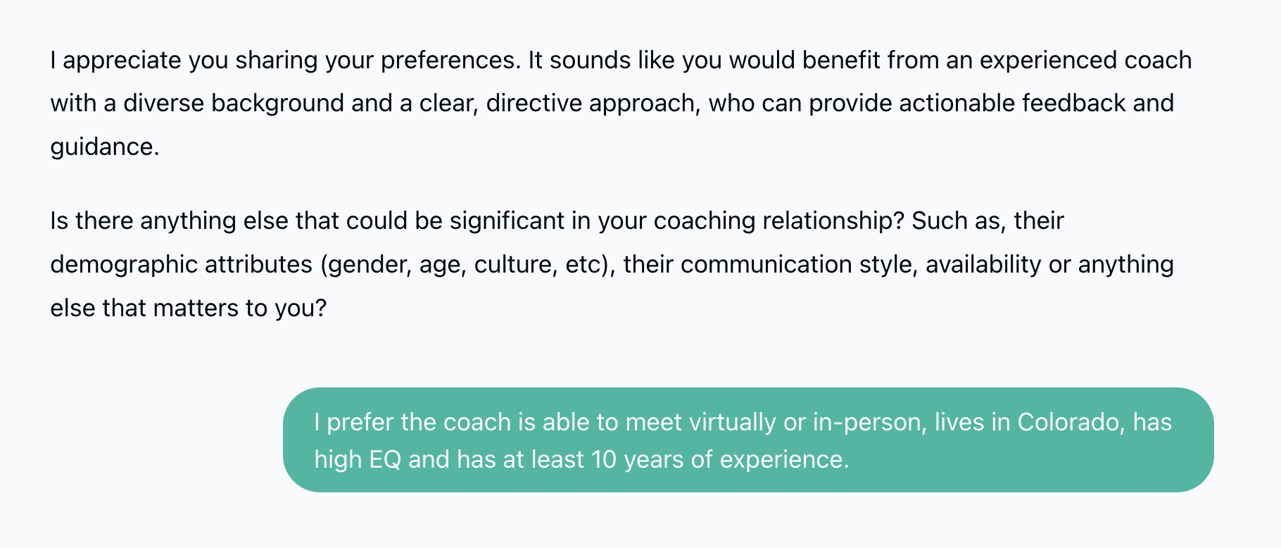 Refine your preferences — screen 2