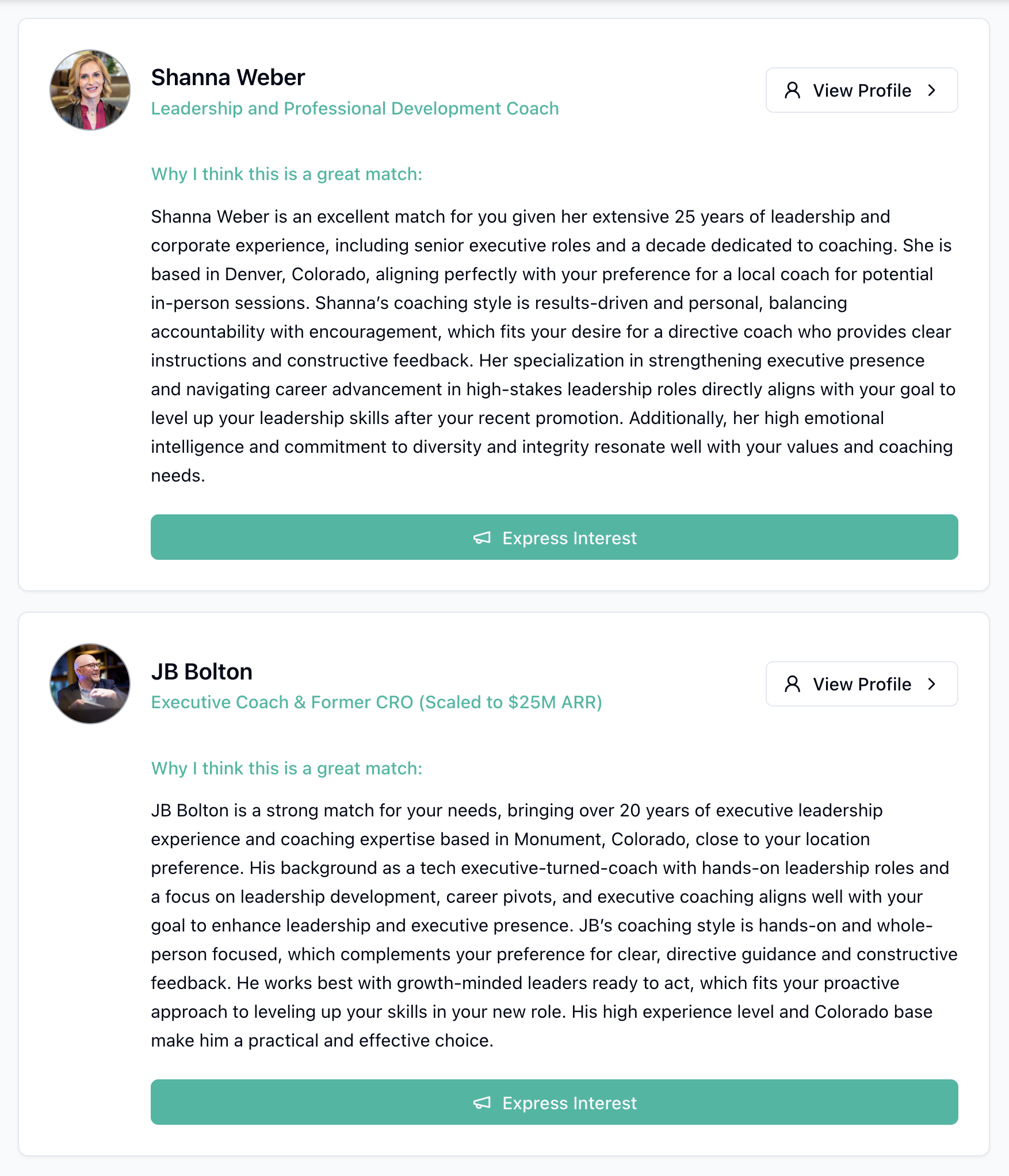 Meet your matches — screen 2